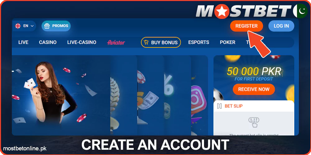 Register or login to Mostbet
