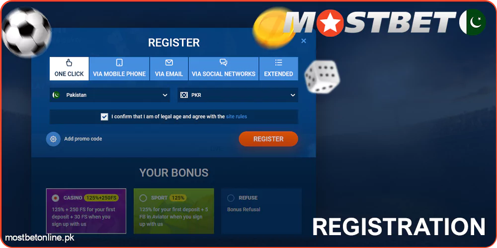 Registration at Mostbet PK